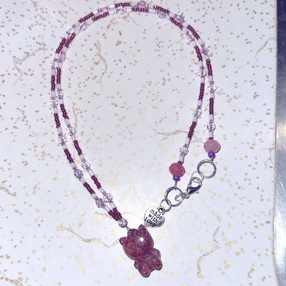 🍓💕Hello kitty strawberry crystal quartz necklace 💕🍓handcrafted by me!